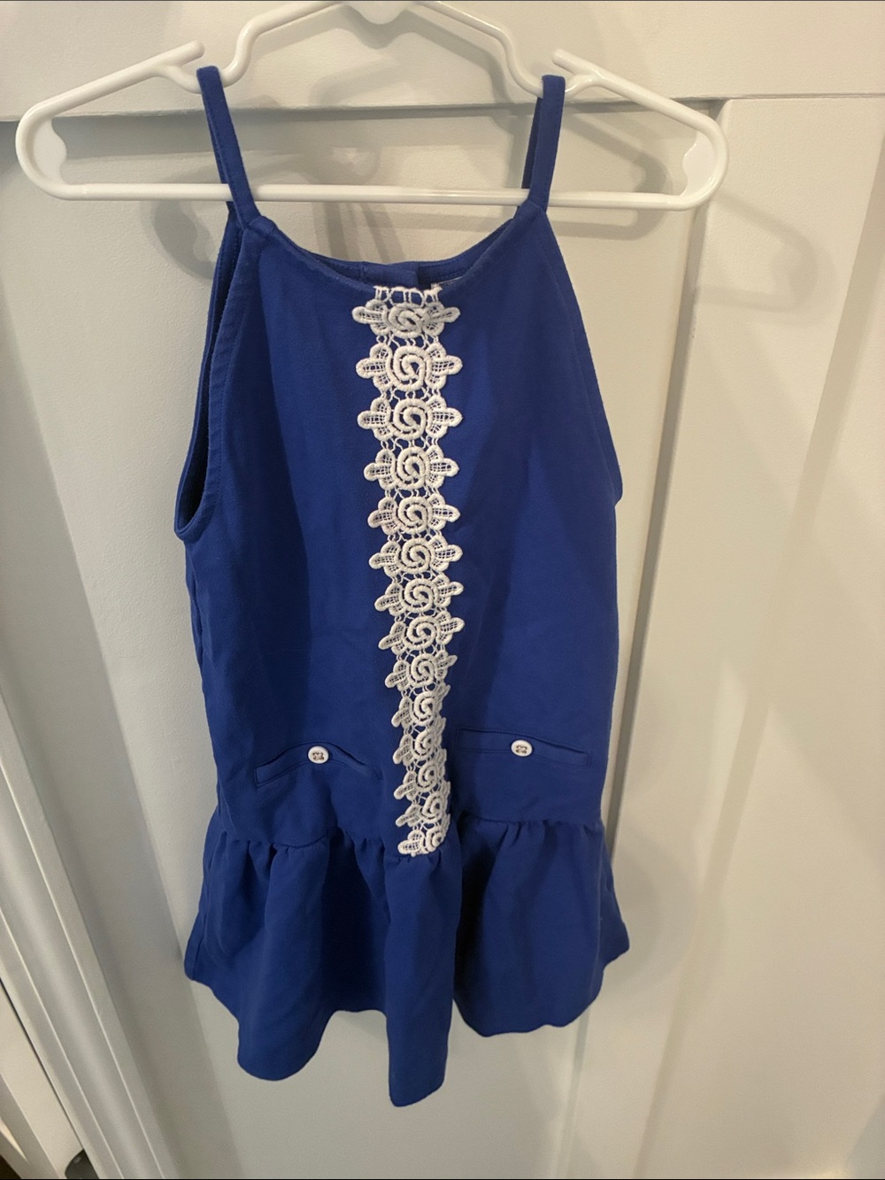 Janie and Jack Royal Blue Girls Dress with White Lace Trim
